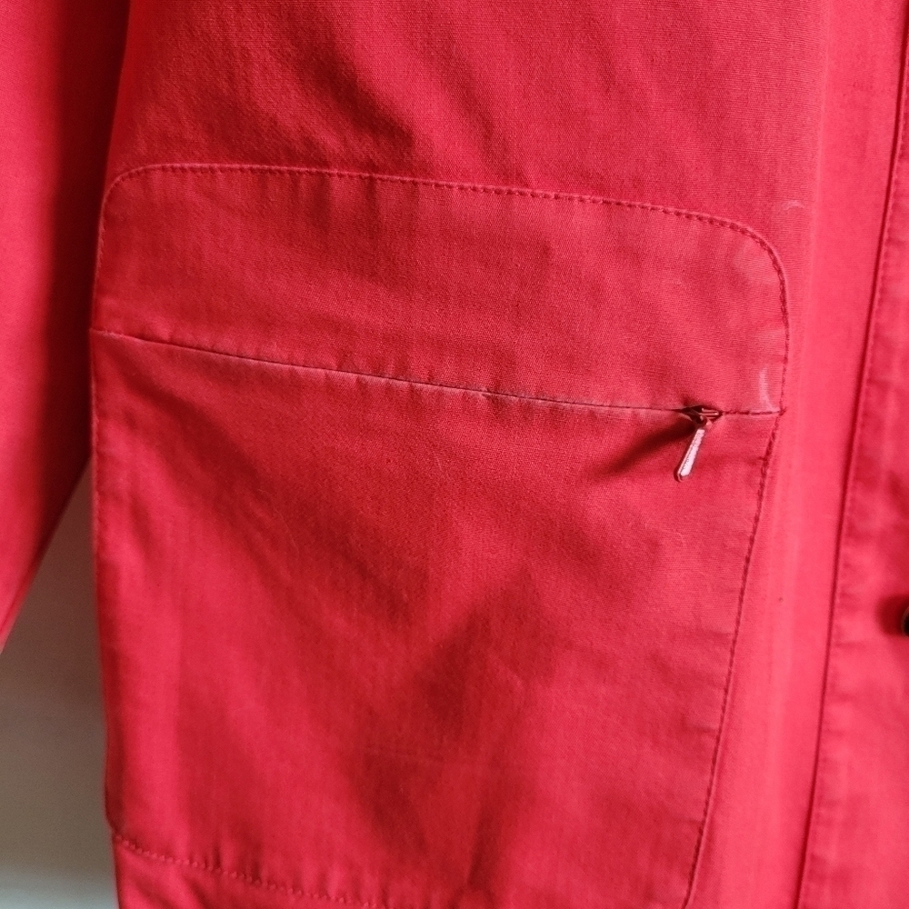 Talbots Jacket Outerwear Red Thick Cotton Contrast Cuff M Medium - Picture 3 of 11